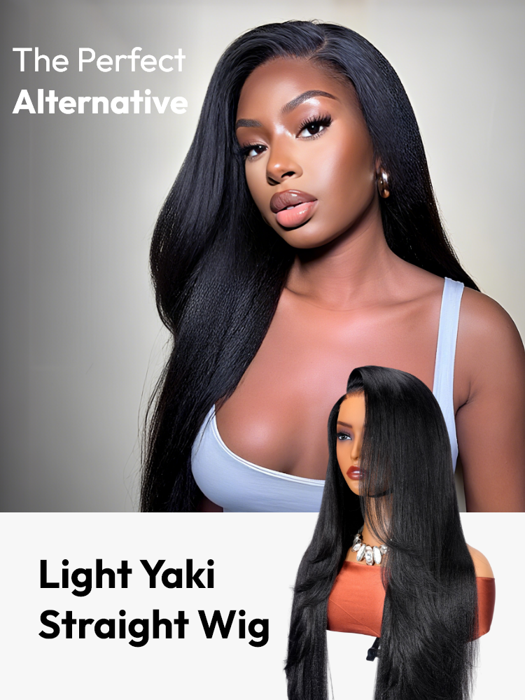 Light Yaki Straight Gluess LayerCut Wig - Silk Press C Part Pre bleached Wigs