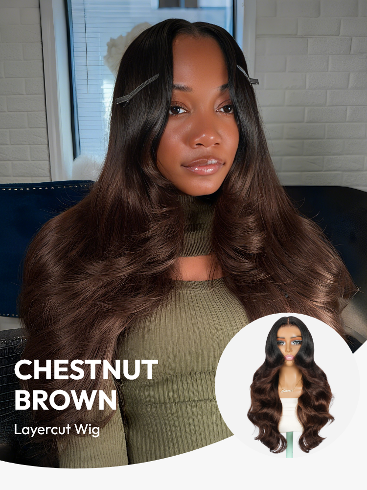 Chestnut Brown Ombre Layercut Wig | Pre-Everything and Ready To Go Wigs