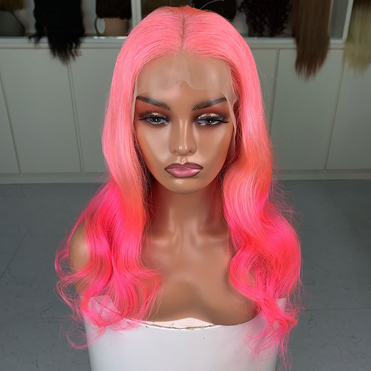 Pink Ombre Lace Front Wig Body Wave 13x4 Trasparent Lace