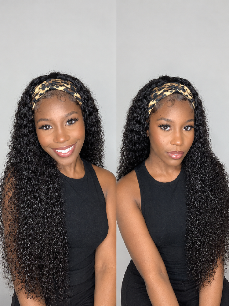 26inch Curly Headband Wig Human Hair