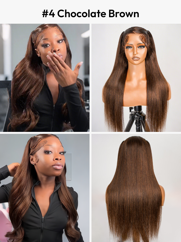 Straight Pre Braided #4 chocolate brown wig