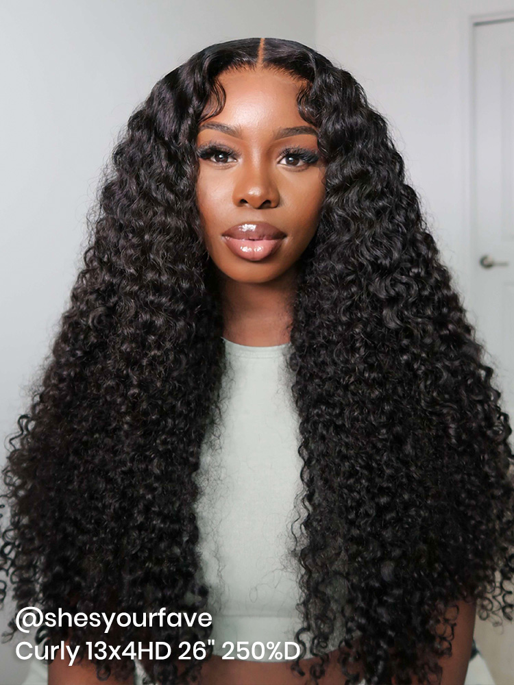 Highlighted Deep Wave Wig With Blonde Highlights