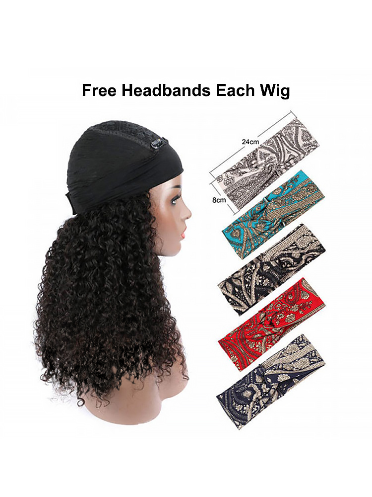 Curly Headband Wigs Human Hair Half Wigs