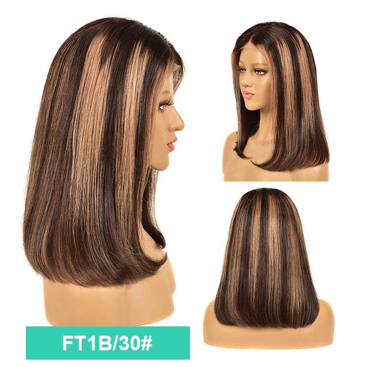 Bob wig with highlight stripes