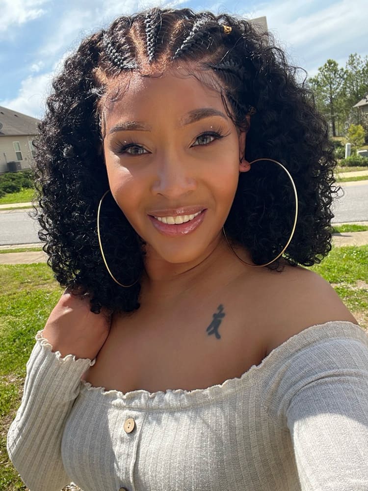 Curly Hair Lace Front Wigs with Briad style