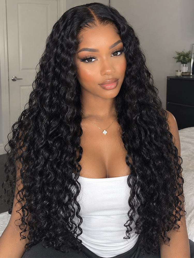 Raw Indian Curly Glueless Wig HD Lace Front Human Hair Ready To Go Wig