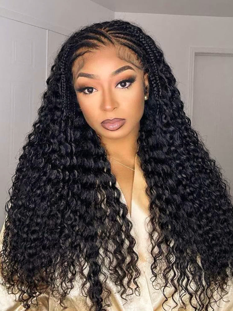 Ready To Go-Deep Wave Human Hair Pre-Braided Pre Style 13x4 Frontal Wig