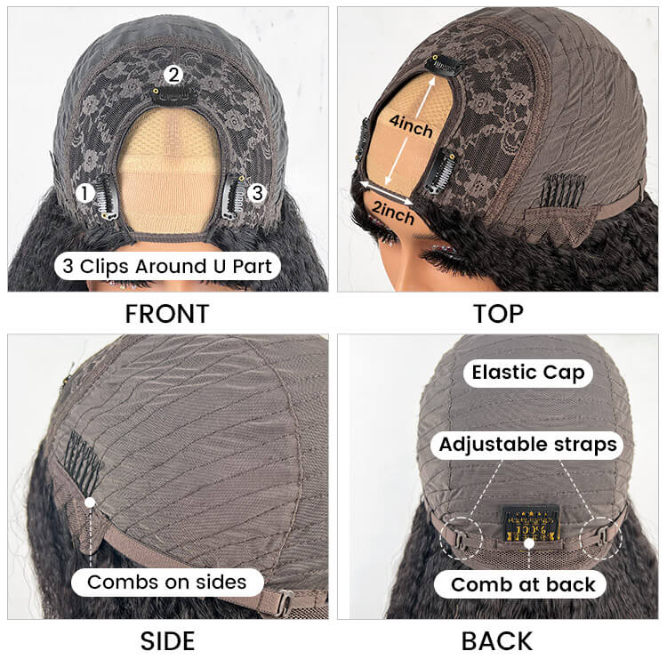 U Part Wig Water Wave Hair U Part Wigs For Women