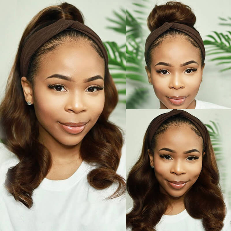 Brown Headband Wig