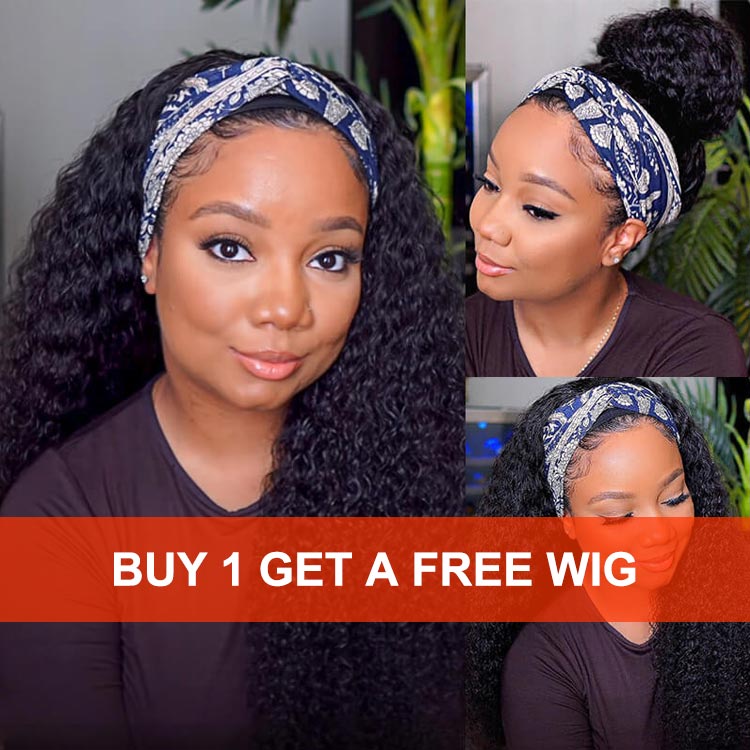 Curly Headband Wigs Human Hair Half Wigs