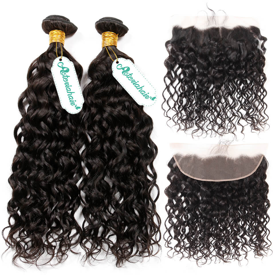 Wet Wavy Hair Weaves 2 Bundles With 13x4 Frontal -Asteriahair