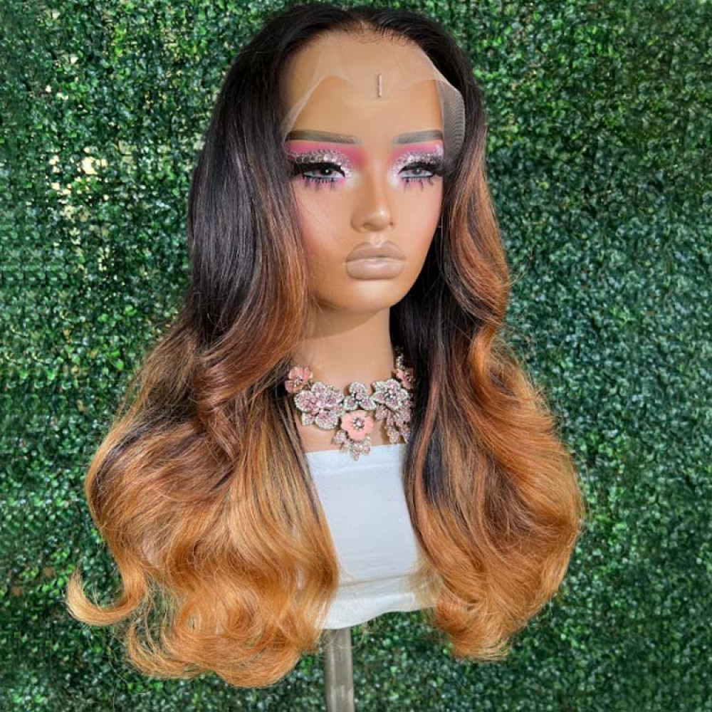 Brown Ombre 13x6 Lace Front Wig Pre Plucked Transparent Wig
