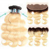 1B/613 Ombre Human Virgin Hair Body Wave Hair 3 Bundles with 13*4 Lace Frontal