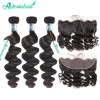 High Quality Brazilian Loose Wave Virgin Hair 3 Bundles With Ear To Ear Lace Frontal