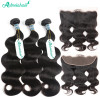 Unprocessed Brazilian Human Hair Body Wave Weave 3 Bundles With 13*4 Lace Frontal Closure