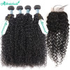 Brazilian Curly Hair With Closure 4 Bundles With Lace Closure