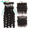 Unprocessed Brazilian Loose Deep Hair Weaves 4 Bundles With 13*4 Lace Frontal Closure