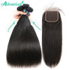 Brazilian Straight Virgin Hair Weaves 3 Pcs with 4*4 Lace Closure