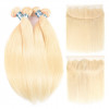 Brazilian Straight Hair 613 Blonde 4 Bundles With 13*4 Lace Frontal
