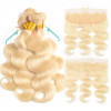 Brazilian Body Wave Hair 4 Bundles With 613 Blonde Lace Frontal Closure