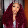 Burgundy Colored Curly Headband Wigs