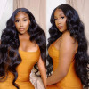 14-36In Body Wave Human Hair Transparent Lace Front Wigs 