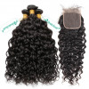 Wet Wavy Virgin Hair Natural Wave 4*4 Lace Closure With Brazilian Hair Weave 3 Bundles