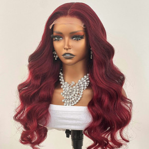 99j Burgundy Colored 5x5 HD Transparent Lace Wigs 