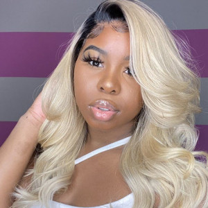 Full Lace Wigs Blonde Wig with Dark Roots