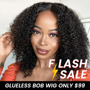 Flash Sale-Glueless Short Curly Bob 6x6 Lace Closure Bob Wigs