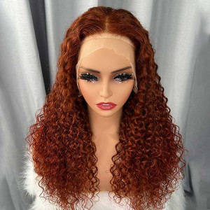Fall Winter Color Deep Wave Transparent Lace Front Wig