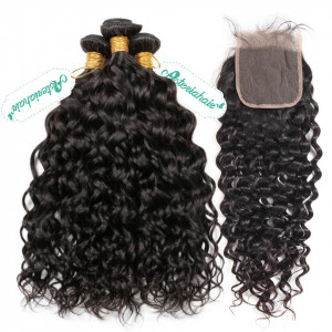 Bundles  With Closure Deal Water Wave Curl