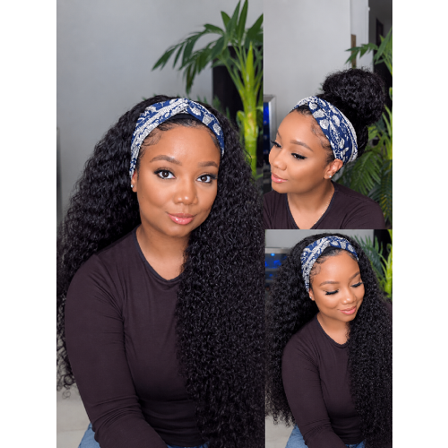 Curly Headband Wigs Human Hair Half Wigs