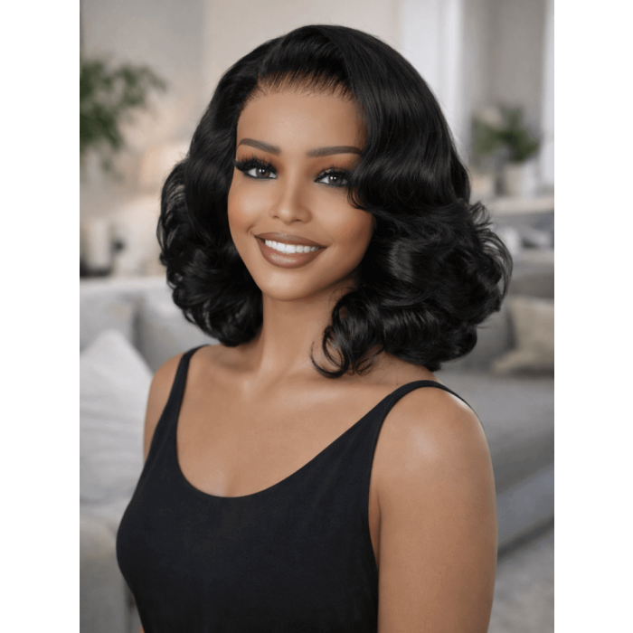 5x7 HD Lace Glueless Bob Wig 200% Density – Pre-Plucked Human Hair Side Part Short Wig