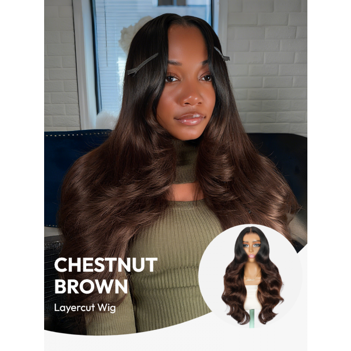 Chestnut Brown Ombre Layercut Wig | Pre-Everything and Ready To Go Wigs