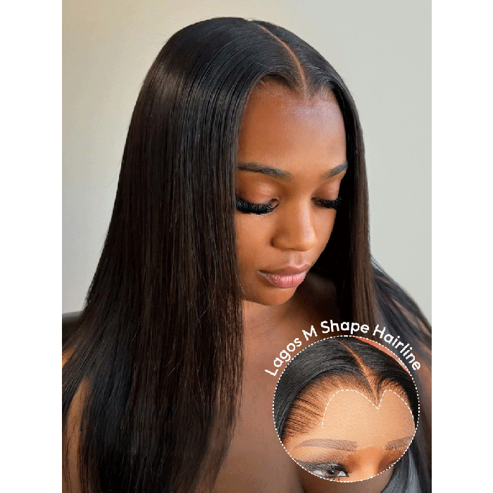 Ready To Go Wig - M Hairline Straight 6x8 Lace Closure Wigs With Drawstring | Pre-Everything Lagos Hairline Wig