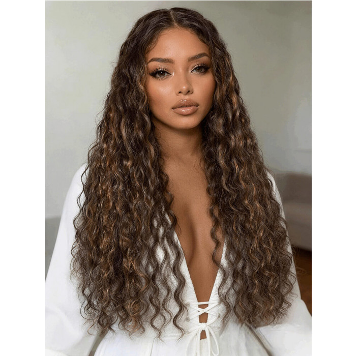 P4/27 Highlight Water Wave 14-36 Inch HD Invisible Lace Front Human Hair Wig