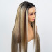 brown blonde mixed highlights wig