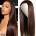 Chocolate Brown Color Human Hair Invisible Lace Front Wig