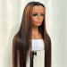 #P1b/30 Highlight Straight Hair Undetectable Transparent Lace Wig