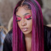 Pink and Black Lace Front Wig Human Hair