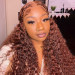Reddish Brown Curly Transparent Lace Wig