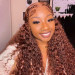 Reddish Brown Curly Transparent Lace Wig