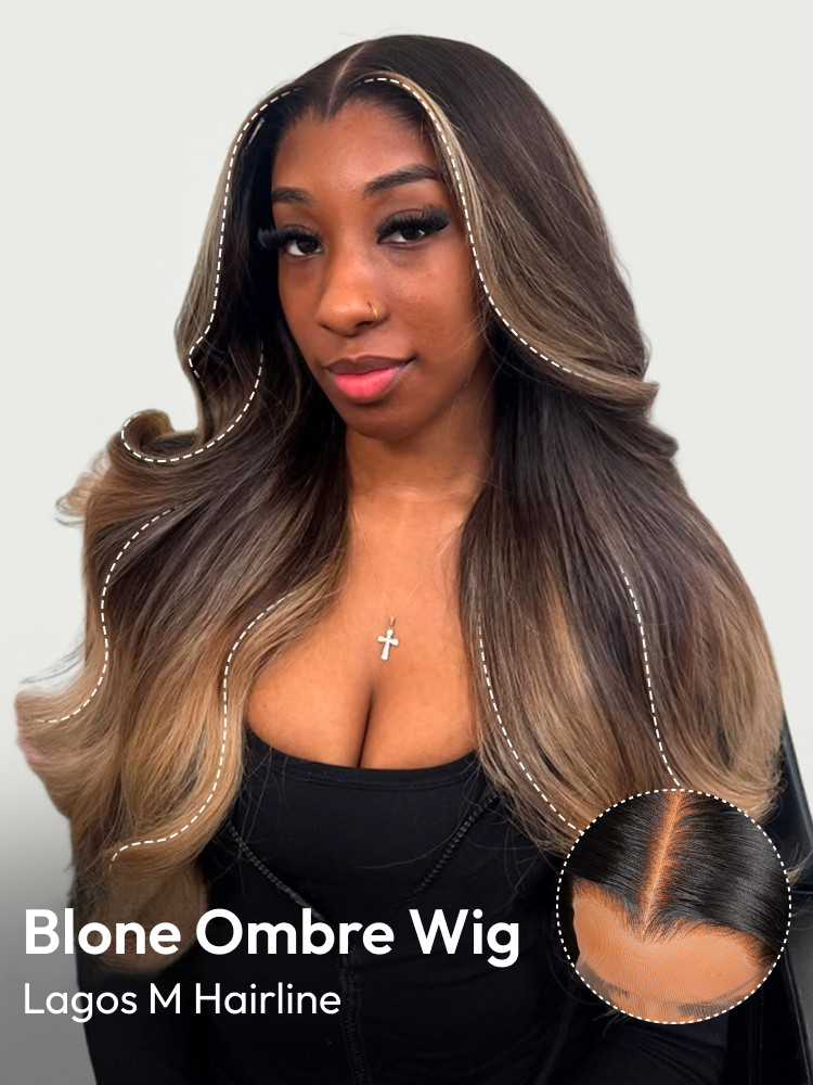 Ombre Highlight Blonde Body Wave Wig 13x6 Lace Frontal 250  display picture 1