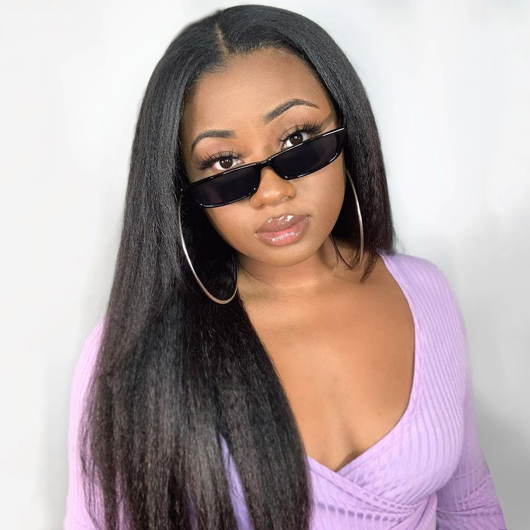 U Part Wig Kinky Straight Hair Brazilian Human Hair Wigs  display picture 1