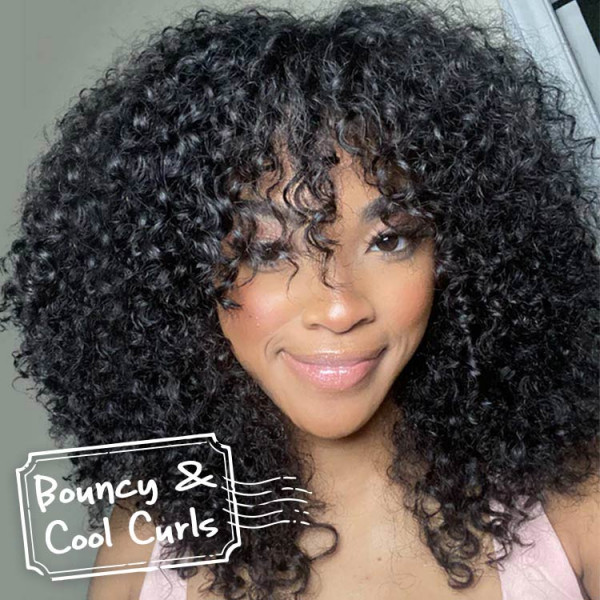 Curly Wig With Bangs Human Hair Glueless Wigs -Asteriahair