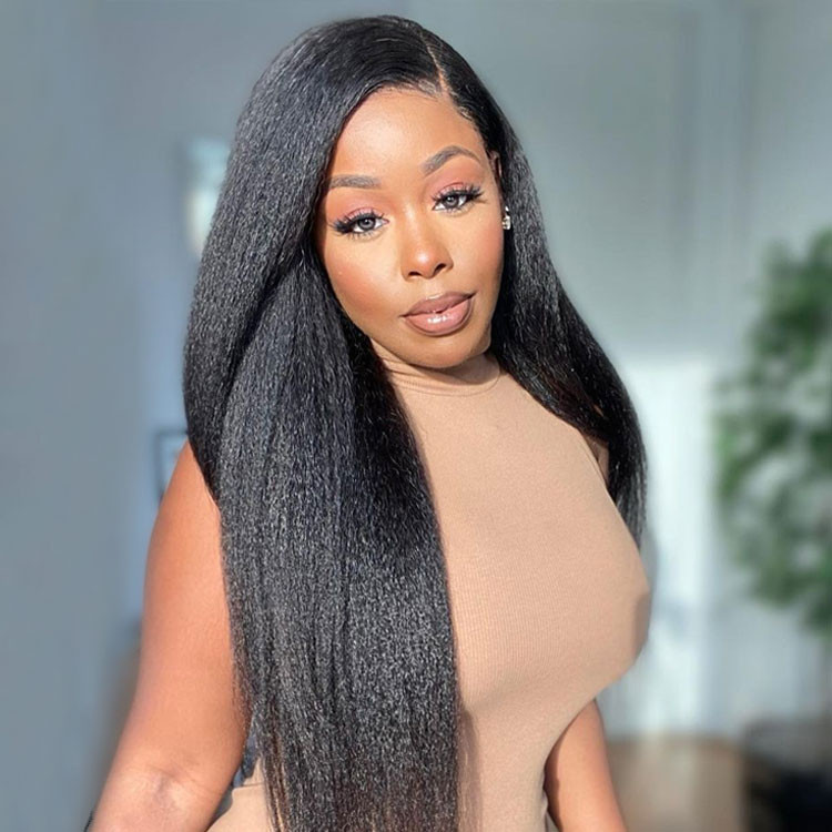 Yaki Hair Lace Front Wig Kinky Straight Human Hair Wigs -Asteriahair