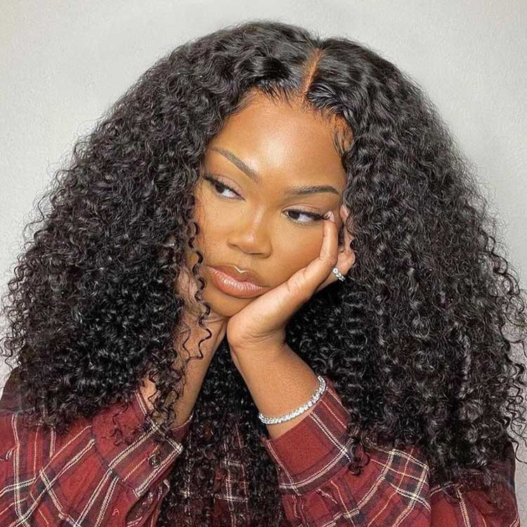 Kinky Curly Wig Amazon.com : Afro Kinky Curly Human Hair Wigs 180% Density  main image 3