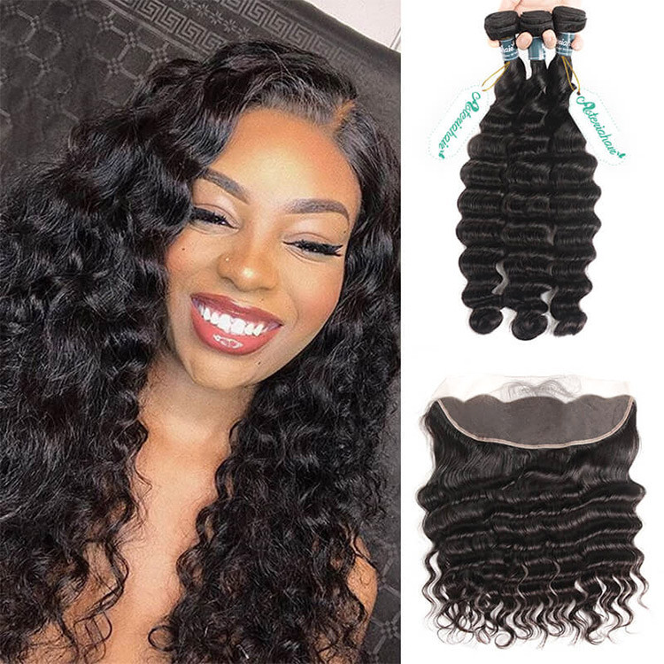 3 Bundles Brazilian Virgin Hair Loose Deep Wave With Lace  display picture 1