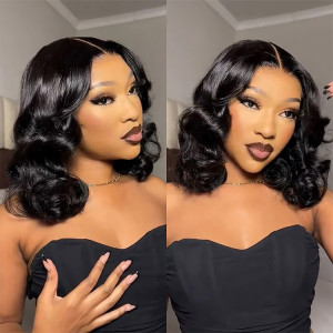 Short Bob Body Wave Wig Lace Front Wigs 100% Human Hair For  display picture 2